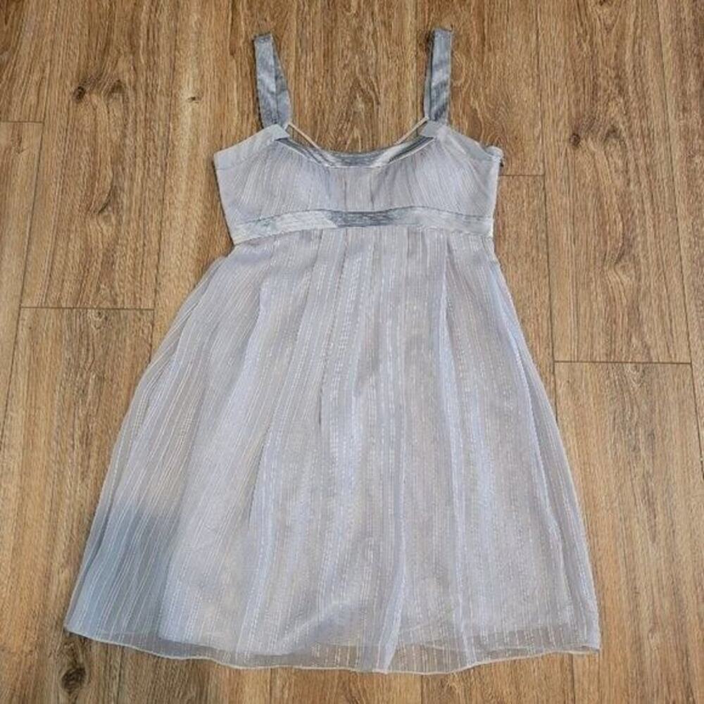 NEW Laundry Shelli Segal Mini Dress Fairycore Sz 10 Women's Silk Gray